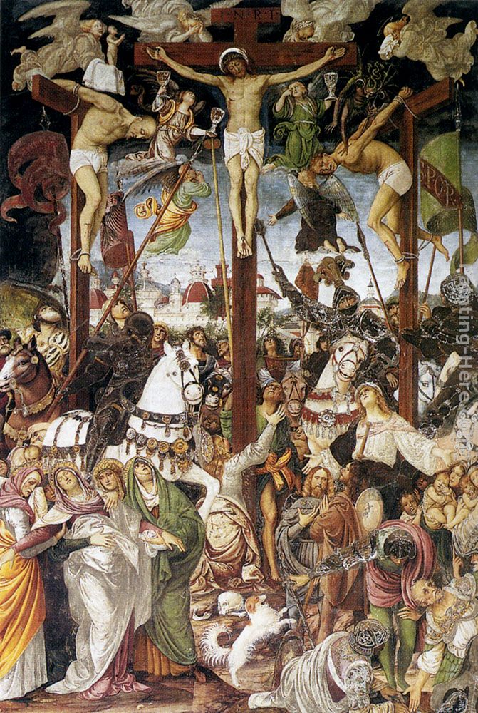 Crucifixion painting - Gaudenzio Ferrari Crucifixion art painting